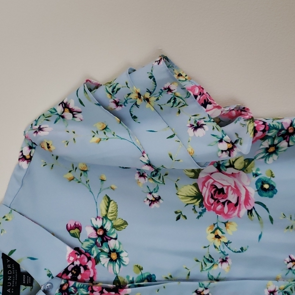 Laundry Shelli Segal floral tee shirt dress flutter sleeves stretch Size Small - Picture 3 of 10